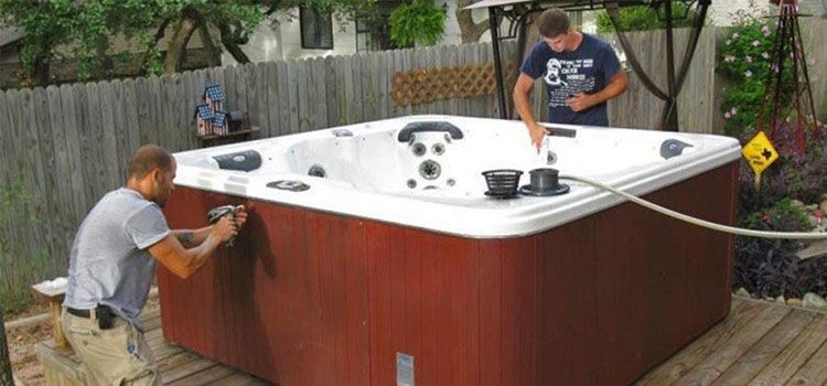 setting up a hot tub