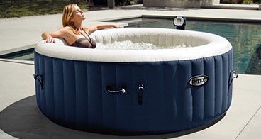 woman in portable hot tub